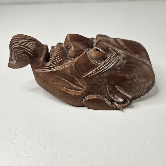 Japanese Traditional Wooden Mini Oni Mask Hand Curved Artist Signed MCM - Picture 2 of 9